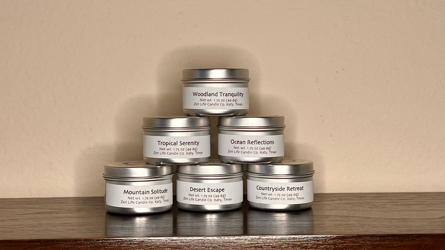 The Retreat Collection sample bundle of candles in 2oz containers.