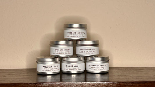 The Retreat Collection sample bundle of candles in 2oz containers.