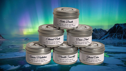 The Arctic Circle sample set in front on an aurora scene.